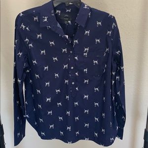 J Crew Navy classic popover Dalmatian print shirt